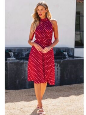 Cupshe Red Polka Dot Midi Dress Size M - Coquette Y2K Summer